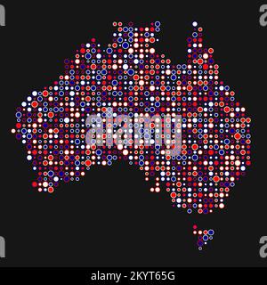 Abgeleitete Musterabbildung für Australien Map Silhouette mit Pixeln Stock Vektor