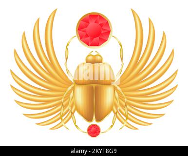 scarab-Symbol der alten ägyptischen Vektordarstellung isoliert auf weißem Hintergrund Stock Vektor