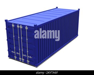 Frachtcontainer für den Gütertransport 3D Darstellung isoliert auf weißem Hintergrund Stockfoto
