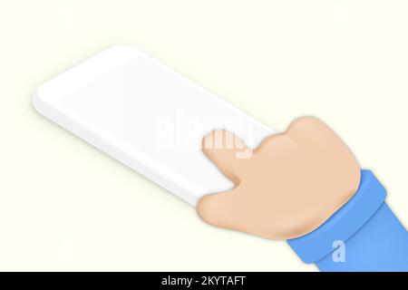 Smartphone mit Fingerberührung mit menschlicher Hand. Mit der Hand scrollen oder nach etwas suchen. Touchscreen. Design für den Einkauf Stock Vektor