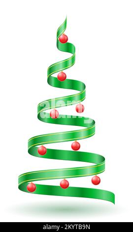 weihnachtsbaum und Neujahrsbaum aus roten Bändern Vektorgrafik isoliert auf weißem Hintergrund Stock Vektor