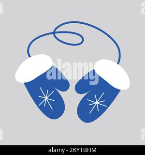 Winterhandschuhe, Handschuhe Schneeflocken in blauer Farbe Stock Vektor