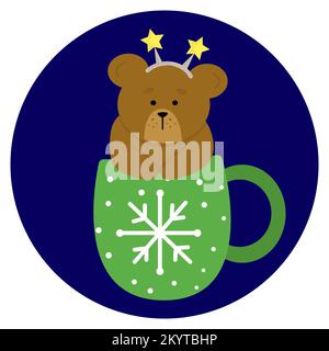 Bär weihnachtsbecher weihnachtsillustrierung Stock Vektor