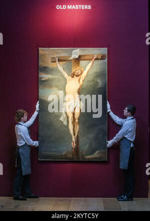 London UK 02. Dezember 2022 Sir Anthony van Dyck Christ am Kreuz. Öl auf Leinwand, ungerahmt Est £ 150.000 – GBP 250.000, Old Masters Evening Sale, Christies London 8. Dezember 2022 Paul Quezada-Neiman/Alamy Live News Stockfoto