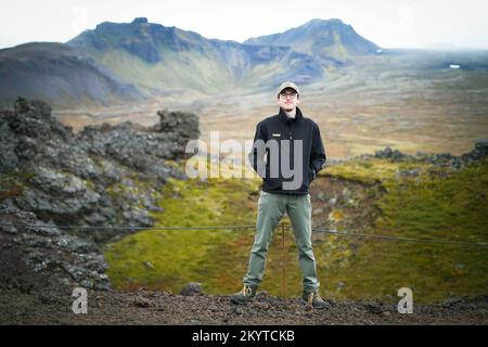 Porträt, Saxhóll-Krater, Island Stockfoto