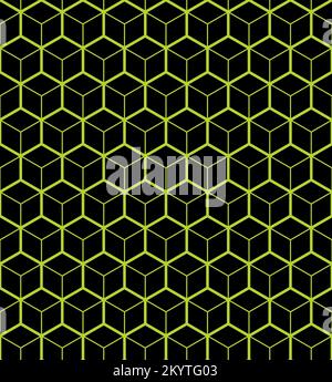 Abstraktes Grünes Neon-Hexagon-Muster Auf Schwarzem Hintergrund. Technologiestil Modernes Futuristisches Wabendesign Mit Geometrischem Design Für Webbanner, Cover Te Stock Vektor