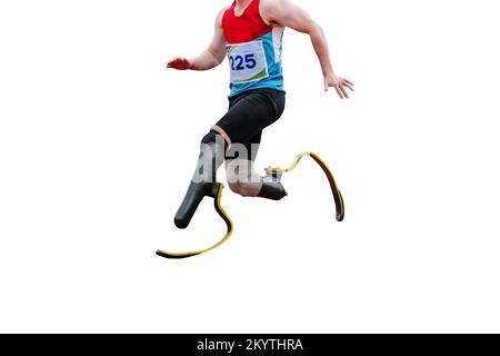 Männlicher Paraathlet mit zwei Prothesen Stockfoto