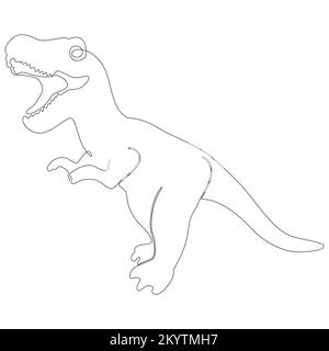 Eine durchgehende Linie Tyrannosaurus Rex. Dinosaurier-Konzept mit dünnen Linien. Kontur Zeichnen kreativer Ideen. Stock Vektor