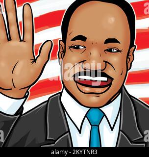 Grafikkunst des amerikanischen Ministers, schwarzen Aktivisten und Aktivisten Martin Luther King Jr. Einer der bedeutendsten Führer der Bürgerrechtsbewegung. Stockfoto
