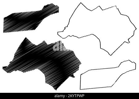 Monclova und Morelos Municipality (Free and Sovereign State of Coahuila de Zaragoza, Mexico, United Mexican States) Kartenvektordarstellung, Scribble Stock Vektor