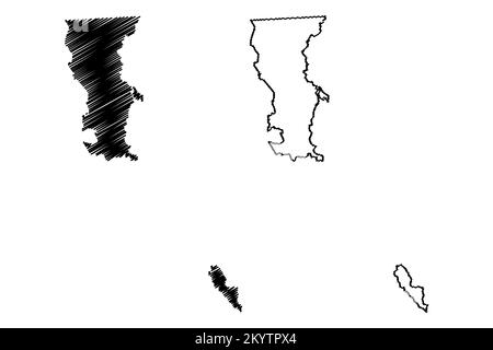 Mexicali Municipality (Free and Sovereign State of Baja California, Mexico, United Mexican States) Kartenvektorillustration, Scribble Sketch Mexicali m Stock Vektor