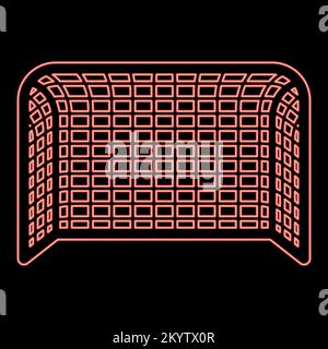 Neon Fussball Gate Football Gate Handball Gate Concept Score Symbolrot Vektor Illustration Bild flache Leuchte Stock Vektor