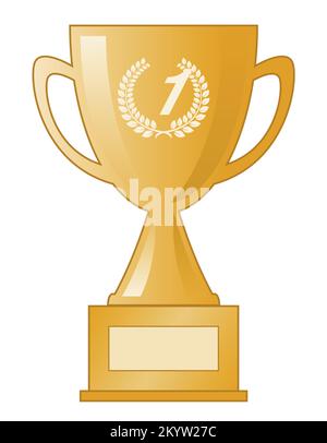 Auszeichnung – Goldener Gewinnerpokal mit der Nummer 1 und Lorbeerkranz, Vektorbild Stock Vektor