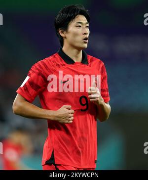 Südkoreas Cho GUE-sung während des Spiels der FIFA-Weltmeisterschaft Gruppe H im Education City Stadium in Al-Rayyan, Katar. Foto: Freitag, 2. Dezember 2022. Stockfoto