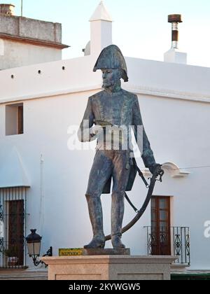 In Tarifa, Spanien, steht ein Denkmal für General Francisco de Copons Stockfoto