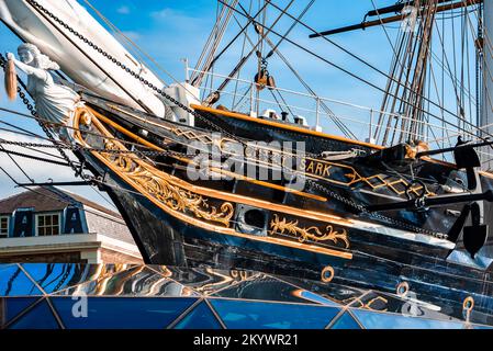 Cutty Sark Boat Museum in London, in der Nähe des Maritime Museum. Stockfoto