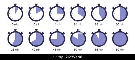 Timer, Uhr, Stoppuhr isolierte Set-Symbole. Garzeit des Etiketts. Stock Vektor