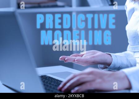 Textzeichen für Predictive Modeling. Business Approach Wartungsstrategie auf Basis von Predictive Analytics Stockfoto