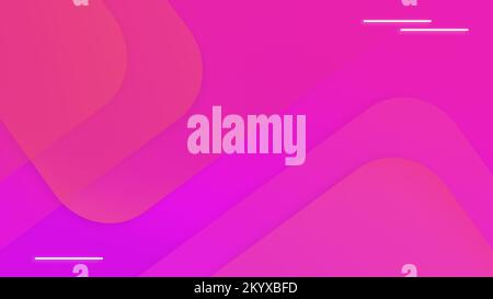 Schichtige und transparente geometrische Formen in Pink, Violett und Rot auf violettem bis pinkfarbenem verlaufendem Hintergrund. Abstrakte moderne Vollformatvorlage. Stockfoto