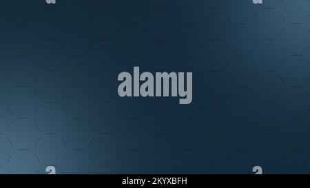 Dunkelblaues gestreiftes Sechskant- oder Wabenmuster mit Lichteffekt und metallischer Struktur. Abstrakter und moderner Hintergrund in 4K-Auflösung. Speicherplatz kopieren. Stockfoto
