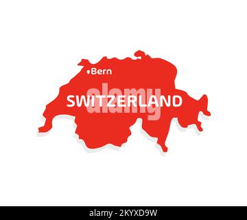 Silhouette der Schweiz mit großformatigem Berner Logo. Weltkarte, Infografiken, Vektordesign und Illustration. Stock Vektor