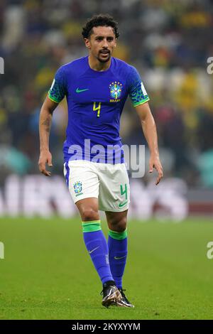 Brasilianische Marquinhos während des FIFA World Cup Group G-Spiels im Lusail Stadium in Lusail, Katar. Foto: Freitag, 2. Dezember 2022. Stockfoto