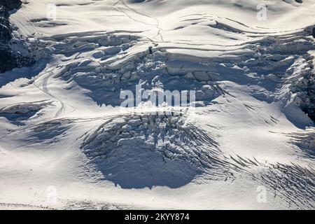 Nahaufnahme des Morteratsch-Gletschers in der Bernina Masif, Schweizer Alpen, Schweiz Stockfoto