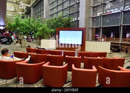 Singapur - November 03, 2015: das Innere des Changi Airport. Singapur Changi Airport ist die wichtigste zivile Flughafen von Singapur, und einer der Lar Stockfoto