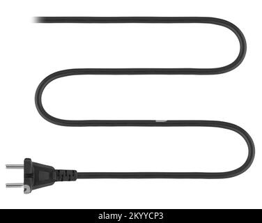 Kabel mit Netzstecker, isoliert auf weißem Hintergrund Stockfoto
