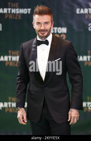 David Beckham kommt zur zweiten jährlichen Preisverleihung für die Earthshot Prize in der MGM Music Hall in Fenway, Boston, Massachusetts, an, bei der die Gewinner des Jahres 2022 vorgestellt werden. Foto: Freitag, 2. Dezember 2022. Stockfoto