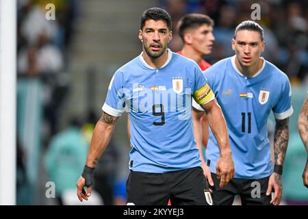 Al-Wakrah, Katar. 02.. Dezember 2022. Luis Suarez aus Uruguay beim FIFA-Weltmeisterschaftsspiel Katar 2022 Gruppe H zwischen Ghana und Uruguay am 2. Dezember 2022 im Al Janoub Stadium in Al Wakrah, Katar (Foto: Andrew Surma/Credit: SIPA USA/Alamy Live News) Stockfoto