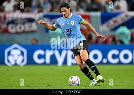 Al-Wakrah, Katar. 02.. Dezember 2022. Edinson Cavani aus Uruguay beim FIFA-Weltmeisterschaftsspiel Katar 2022 Gruppe H zwischen Ghana und Uruguay am 2. Dezember 2022 im Al Janoub Stadium in Al Wakrah, Katar (Foto: Andrew Surma/Credit: SIPA USA/Alamy Live News) Stockfoto