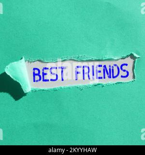 Handgeschriebenes Schild „Best Friends“. Geschäftsidee Eine Person, die Ihnen wichtiger ist als andere Personen für immer Freunde Stockfoto