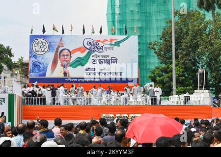 Kalkutta, Westbengalen, Indien - 21.. Juli 2022 : All India Trinamool Congress Party, AITC oder TMC, auf der Ekushe July, Shadid Dibas, Martyrs Day Kundgebung. Stockfoto
