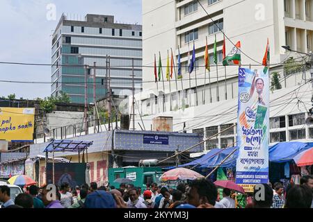 Kalkutta, Westbengalen, Indien - 21.. Juli 2022 : All India Trinamool Congress Party, AITC oder TMC, auf der Ekushe July, Shadid Dibas, Martyrs Day Kundgebung. Stockfoto