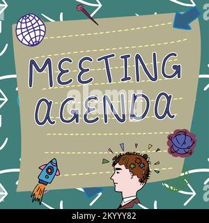 Textzeichen mit Terminkalender. Internet-Konzept eine Agenda legt klare Erwartungen an das fest, was für ein Meeting erforderlich ist Stockfoto