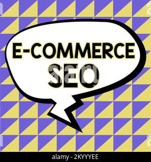 Handschriftliches Schild E Commerce Seo. Internet-Konzept für eine bessere Sichtbarkeit Ihres Online-Shops in der Suchmaschine Stockfoto