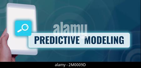 Konzeptionelle Anzeige von Predictive Modeling. Geschäftsüberblick Wartungsstrategie basierend auf Predictive Analytics Stockfoto