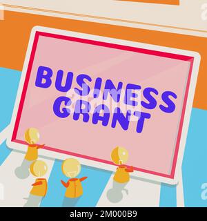 Konzeptdarstellung - Unternehmenszuschuss. Ein Wort über Arbeitsstrategien erreicht Ziele Stockfoto