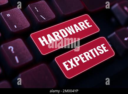 Konzeptionelle Beschriftung Hardware Expertise. Wort für Maschinen und andere physikalische Komponenten, elektronisches Computersystem Stockfoto