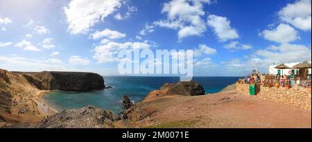 Restaurant am Papagayo-Strand in der Nähe von Playa Blanca, Lanzarote, Kanarische Inseln, Spanien, Europa Stockfoto