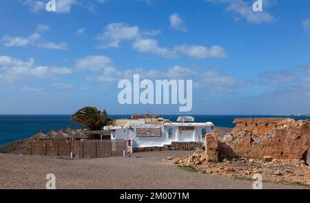 Restaurant am Papagayo-Strand in der Nähe von Playa Blanca, Lanzarote, Kanarische Inseln, Spanien, Europa Stockfoto