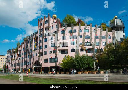 Grüne Zitadelle, Hundertwasser-Haus, Architekt Friedensreich Hundertwasser, Magdeburg, Sachsen-Anhalt, Deutschland, Europa Stockfoto