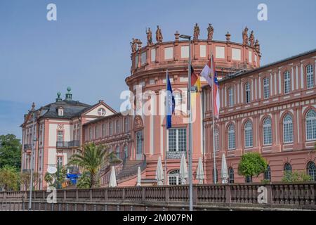 Rheinseite Biebrichpalast, Wiesbaden, Hessen, Deutschland, Europa Stockfoto