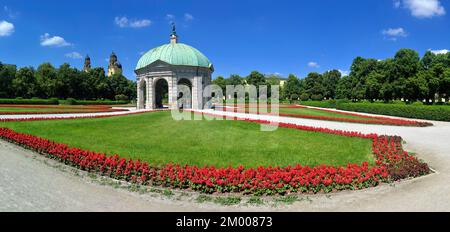 Panorama Hofgarten, Theaterkirche und Diana Tempel, München, Bayern, Deutschland, Europa Stockfoto