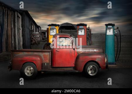 Red Ford Pickup Stockfoto