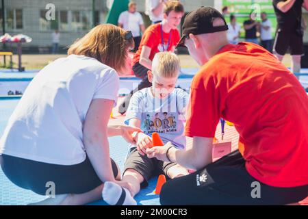 Sportveranstaltungen für behinderte Kinder Stockfoto