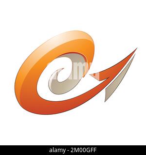Abbildung: Hurrikan-förmiger Prägepfeil in Orange und Beige, isoliert auf weißem Hintergrund Stock Vektor