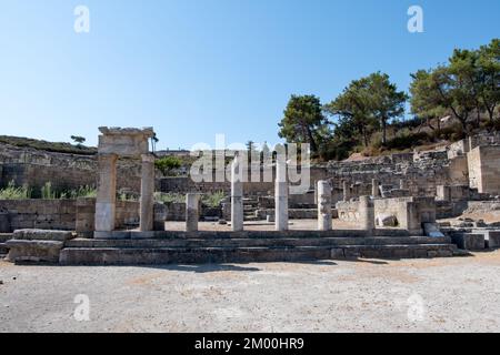 Dorischer Tempel im antiken Kamiros an der ägäischen Küste von Rhodos Stockfoto