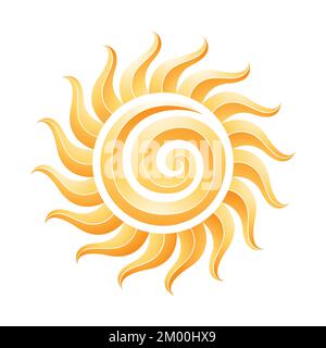 Abbildung: Symbol für kurvengelbe geprägte Spiralsonne, isoliert auf weißem Hintergrund Stock Vektor